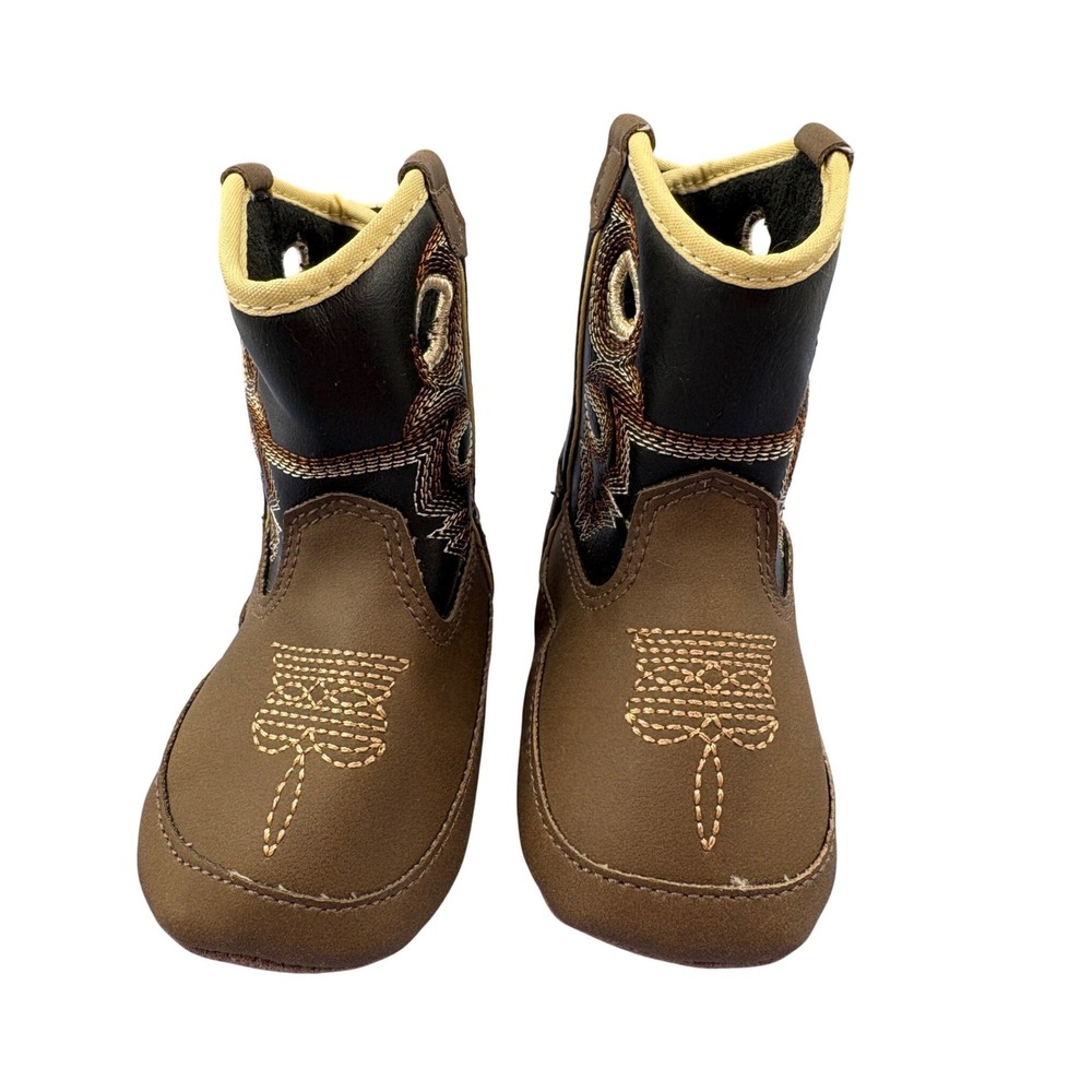 M&F Western Twister Trace Baby Bucker Infant Cowboy Boots Brown Black Size 2